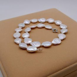 Necklaces Pearl Necklace White Natural Pearl Short Necklace Silver Coin Flat Ladies Necklace Engagement Jewelry Mom Gift