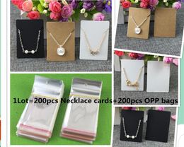 Boxes 200PCS 7*5cm Kraft Paper Necklace Cards+200 OPP Bags Blank Jewelry Card Pendant Display Card For Accessories Accept costom
