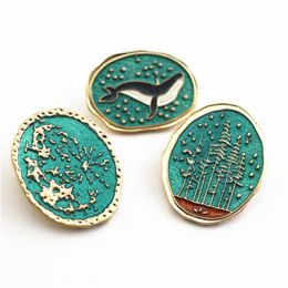 Forest Brooch Whale Antique Pin Dress Clothing Top Grade Tack Men Women Safety Pin Matching Decorations ins fashion personality 3p255g