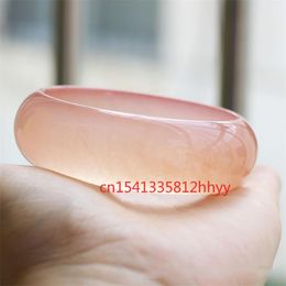 Bangle Hot selling natural handcarve golden silk jade light pink Bangles5664mm bracelet Jewellery Men Women Fashion Accessoriess