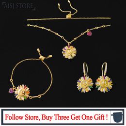 Necklaces June The New 925 Sterling Silver Adjustable Necklace Bracelet Earrings Set Sun Flower Luxury Brand Monaco For Woman Jewellery Gift