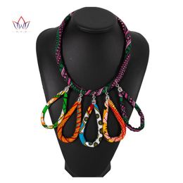 Torques Fashion Bohemian Style Necklaces 2022 Multicoloured African Jewellery African Ankara Colourful Jewelries Print Wax Necklace WYB553