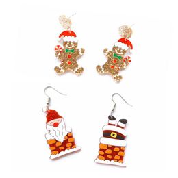 Dangle Earrings & Chandelier KUGUYS 2023 Christmas Jewelry Cute Father Gingerbread Man For Girls Womens Fashion Acrylic Accessories