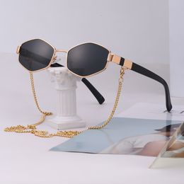 Sunglasses Vintage Sunglasse With Chain Small Frame Sun Glasses for Ladies Trendy Luxury Brand Designer Eyewear UV400 230519