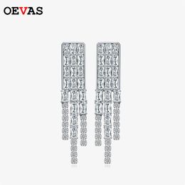 Knot OEVAS Oevas 100% 925 Sterling Silver 3*5mm White Flashing Tassel High Carbon Diamond Earrings Wemen Wedding Party Fine Jewellery