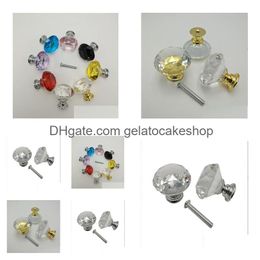 Handles Pulls 30Mm Diamond Crystal Glass Door Knobs Der Cabinet Furniture Handle Knob Screw Accessories Drop Delivery Home Garden Dht45