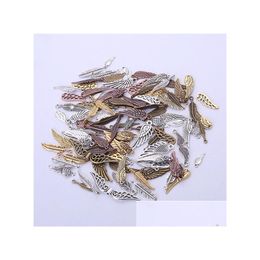 Other 100Pcs Retro Angel Wings Leaf Feather Bracelet Earrings Necklace Pendant Diy Jewelry Accessories Mobile Phone Decoration Drop Dh9Zw