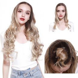Synthetic Blonde Clip on in Hair Extensions Curly Hairpieces Heat Resistant Natural Fake Hair For Women