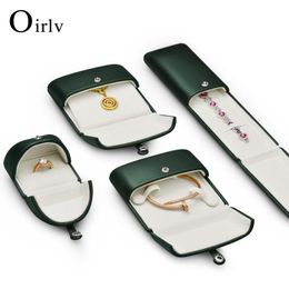 Boxes Oirlv Green Leather Ring Pendant Bracelet Long Chain Jewellery Box Jewellery Gift Box Proposal Anniversary Gift