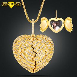 Necklaces Personalised Custom Photo Heart Angel Wing Necklace Pendant For Women Men Hip Hop Jewlery Cubic Zircon Necklace Can Be Opened