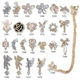 Nail Art Decorations Est 2Pieces Lot Pendant Chain 3D Alloy Butterfly Zircon Pearl Metal Manicure Nails DIY Accessories DecorationNail