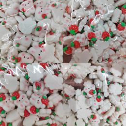 Polish 500pieces 2024mm diy resin candy strawberry rabbit sticker beads.for woman kids hairpin scrapbook Jewellery making accessories