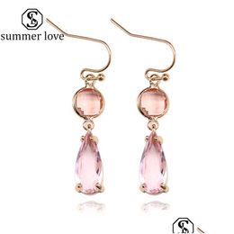 Dangle Chandelier Sell Colorf K9 Crystal Pendant Earring For Women Unique Design Water Drop Geometric 18K Gold Hook Fashion Jewelr Dhw6E