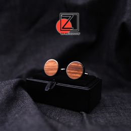 Wooden Cufflinks High-end Men's French Business Cuffs Solid Wood Pattern French Sleeve Nails Customization