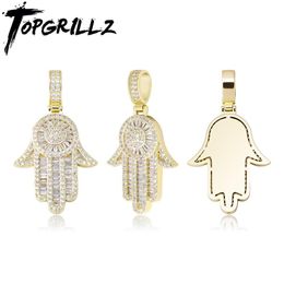 Necklaces TOPGRILLZ 2020 New Hand Pendant Necklace With Tennis Chain Micro Pave Iced Out Cubic Zirconia Hip Hop Rock Fashion Jewellery Gift