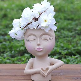 Vases Unique Face Planter Creative Flower Pot Stable Base Whimsical Girl Plant Cultivation