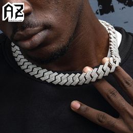 Necklaces AZ 20mm New Square Iced Out Necklaces Cuban Link Chain Necklaces for Men Women Hip Hop Bling Zircon Goth Choker Free Shipping