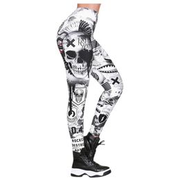 Women's Leggings Women Skull Printed Skeleton Pants Feather 3d Print Black Ladies Military Elastic Womens Push Up