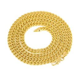 Chains 2.5Mm/5Mm Mens 14K Gold Plated Solid Cuban Curb Link Chain Stainless Steel Neckalces Hip Hop Jewellery Drop Delivery Necklaces P Dhmfg