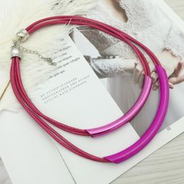 Chains Elegant Rose Red Copper Tube Collar Necklace Multi Layer Rope Chocker For Women Collier Accessories Chain Jewellery Mrs Win