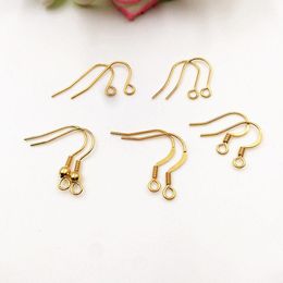 Components 100pcs 316L Stainless Steel Earring Hook Gold Colour Ear Hook DIY Earring Finding