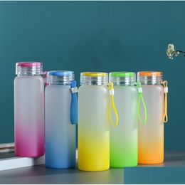 Tumblers Sublimation Tumbler Mug Water Bottle 500Ml Frosted Glass Bottles Gradient Blank Drink Ware Cups Colour Drop Delivery Home Ga Dhrfz