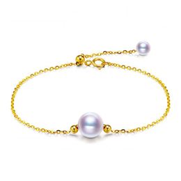 Bracelets 18K Gold Pearl Bracelet Round 100% Natural Freshwater Pearl Jewellery Women Wedding Gift S500