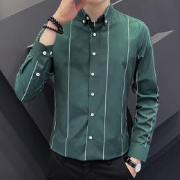 Men's Casual Shirts Camisetas Con Estampado De Rayas Para Hombre Camisa Informal Manga Larga Botones Y Solapa Estilo Vintage Primaver