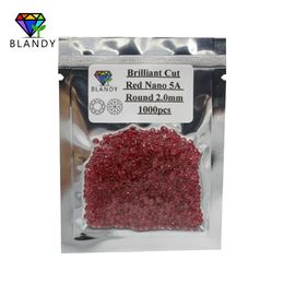 Crystal Factory Price AAAAA 0.92.5mm Round Cut Red Nano Beads 1000pcs/lot Synthetic Nano Red Stone For Jewellery Wax Setting