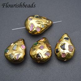 Crystal Wholesale Gold Plating Dyed Stone Water Drop Loose Beads DIY Decoration Necklace Bracelet for Jewelry Making