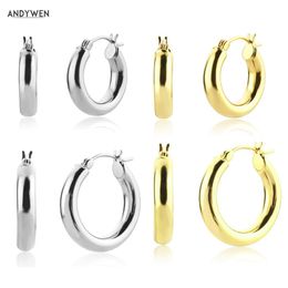 Huggie ANDYWEN 925 Sterling Silver Gold Hollow Luxury Piercing Hoops Rock Punk Party Loops Earring Women Fine Jewelry 2021 Clips Jewels