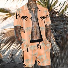 Men s Tracksuits Trend Men Hawaiian Sets Summer Coconut Printing Short Sleeve Button Shirt Beach Shorts Two Set Casual Trip Mens 2 Piece Suit 230520