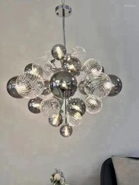 Chandeliers Lomin Modern LED Gray Glass Ball Hanging Lamps For Living Dining Room Suspension Lighting Bedroom
