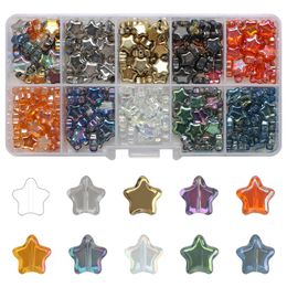 Crystal 300Pcs/Box Glass Star Beads Colour 8mm Crystal Star Pendants Jewellery Making Earing DIY Loose Crafts Beads for Decoration