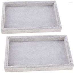 Jewelry Pouches 2 Pcs Velvet Stackable Tray Showcase Display Organizer Grey