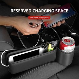 Car Car Car Leather Universal Seat Crevice Storage Box Bag Gap Water Cup Holder Driver Front Auto Seat Gap Filler Organizer in the Car