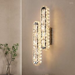Wall Lamp Nordic Luxury LED Crystal Light Modern Living Room Bedroom Sofa TV Backdrop 3 Colour Dimmaing 110V 220V Sconce