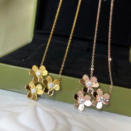 Outras 2022 Hot Famous Brand Anniversary Gifts Jewelry for Women Color Flowers Gold Sweet Romantic Luck Clover Wedding Party Colar