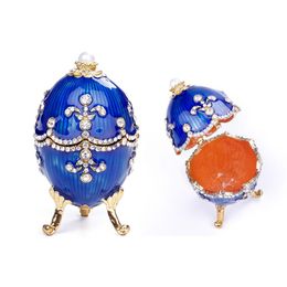 Boxes Enamel Painted Colour Novel Pendant Jewellery Box Trinket Box Alloy Crystal Drill Faberge Egg Necklace Jewellery Organiser