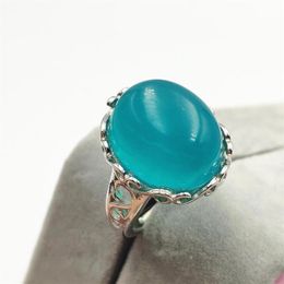 Cluster Rings Natural Green Amazonite Adjustable Ring 17x15mm Gemstone 925 Sterling Silver Woman Man Love Gift Oval Beads