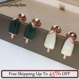 Stud High Quality Sterling Silver Colour Earrings Temperament For Women's Rose Gold Ice Cream Earrings Valentine Luxury Jewellery Gift