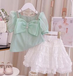 Clothing Sets Retail Teenage Clothing Suits Baby Girls Boutique Fashion Summer 2 Piece Sets Top Skirts or Shorts 4-10 T 230520