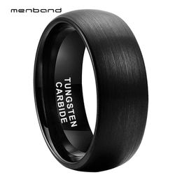 Rings Black Wedding Bands Mens Womens Black Tungsten Rings Brush Dome Band 6MM 8MM Comfort Fit