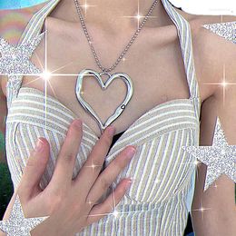 Pendant Necklaces Korean Fashion Big Peach Heart Necklace Grunge Rock Accessory Punk For Women Vintage Bohemian Jewelry Choker