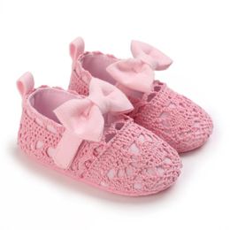 First Walkers Baby Girls Fashion Hollow Bow Mary Jane Shoes Infant Non-Slip Soft Sole Cute Bowknot Prewalkers Born Girl 0-18M