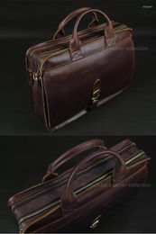 Briefcases Leather Free Genuine Men's Business Bag High Messenger Shoulder For Men Laptop Briefcase Quality Luxury