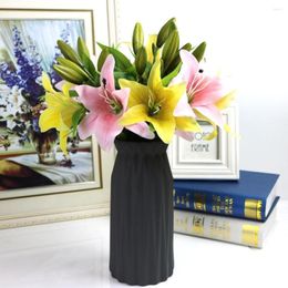 Decorative Flowers 11Pcs Artificial Lily Wedding Decoration Flower Lifelike Bud PU Foam High Quality Elastic Branch