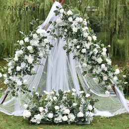 Decorative Flowers 50/100CM DIY Wedding Flower Wall Arrangement Supplies Silk Peonies Rose Artificial Floral Row Decor Marriage Iron Arch
