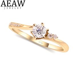 Rings AEAW 0.3ct 4mm Round Cut EF VVS1 Moissanite 925 Silver Ring Diamond Test Passed Fashion Girlfriend Women Christmas Gift