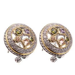 Knot Purple Crystal Zircon Morganite Peridot Women Earrings 925 Sterling Silver Free Shipping Newest Fashion Jewellery Earrings TE648